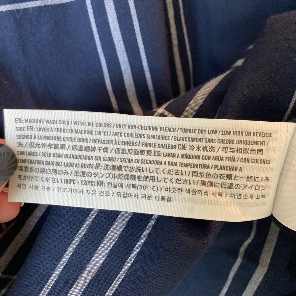 Abercrombie & Fitch Women’s off-the shoulder puff sleeves navy plaid dress Sz M - Picture 12 of 15